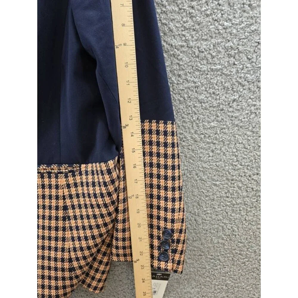 Tahari ASL Plus Size Colorblocked Peak-Lapel Blazer Women's 24W New Navy/Ginger - Picture 5 of 15